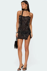 Romey Beaded Chiffon Mini Dress